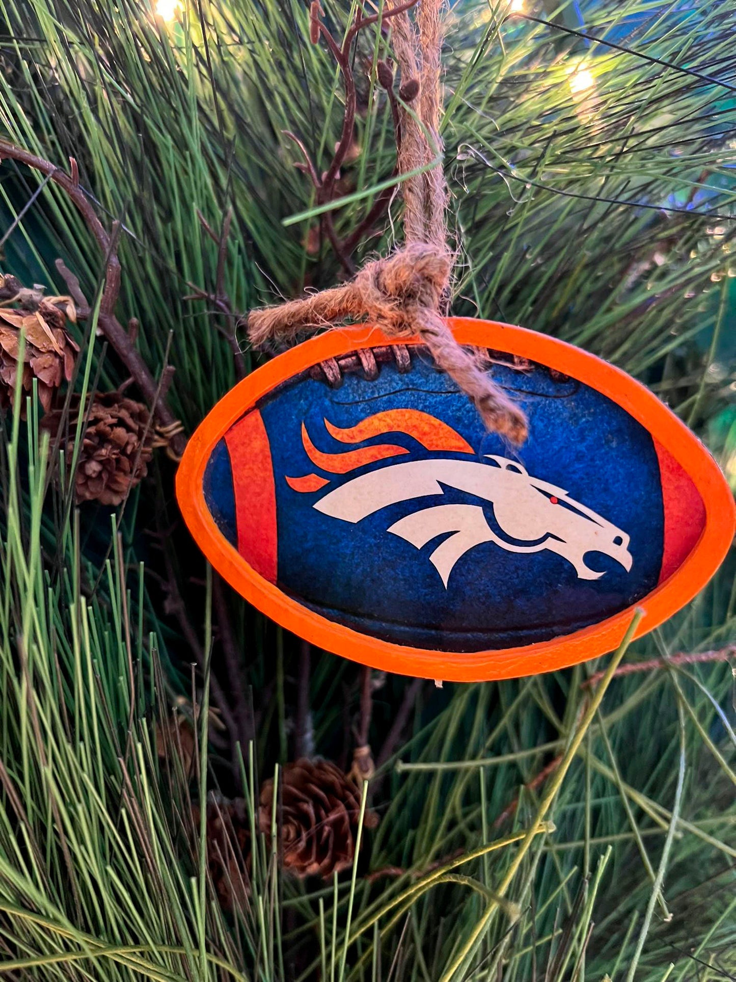 Denver Broncos Football Christmas Ornament — Handmade NFL Fan Tree Decor