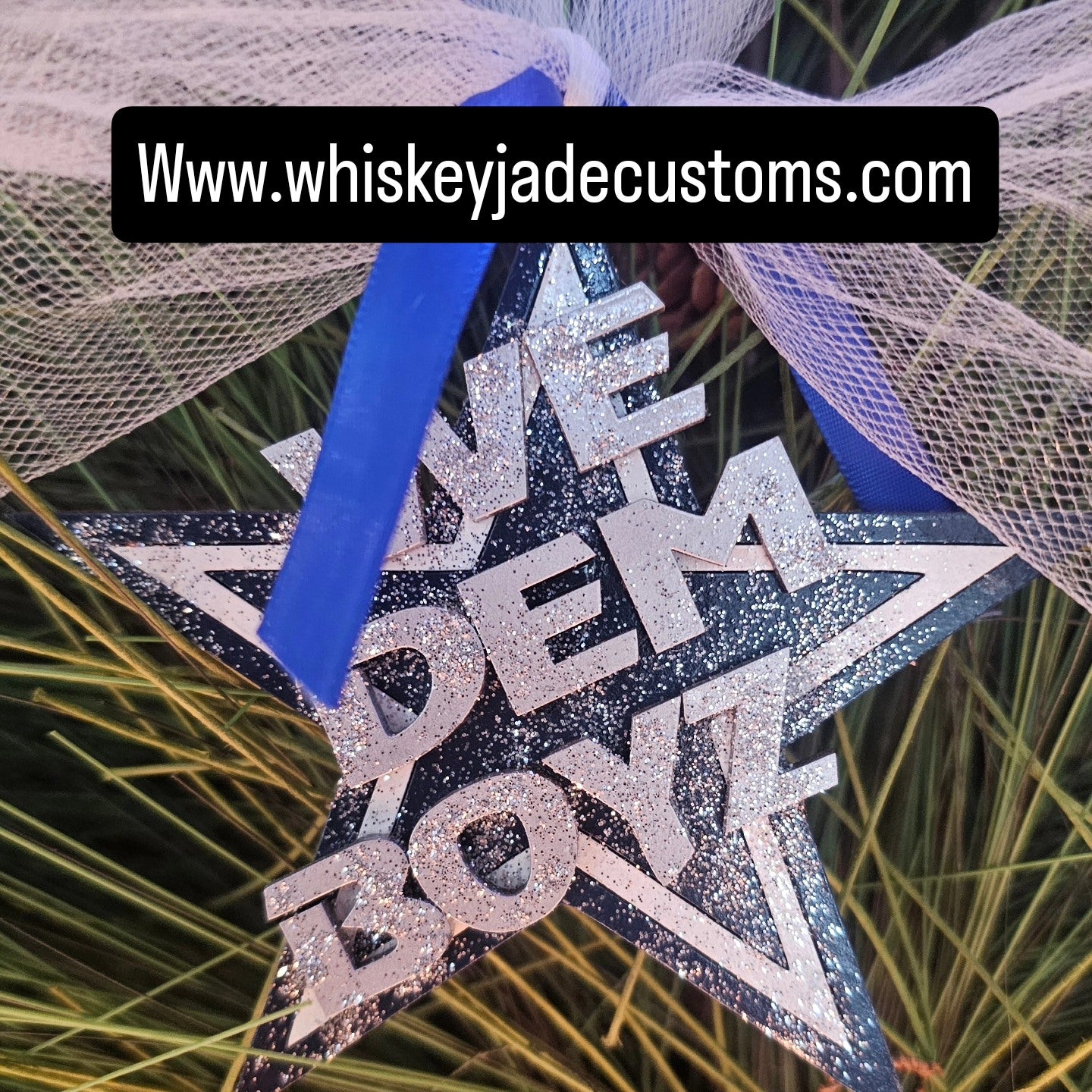 “We Dem Boyz” Dallas Cowboys Star Glitter Christmas Ornament
