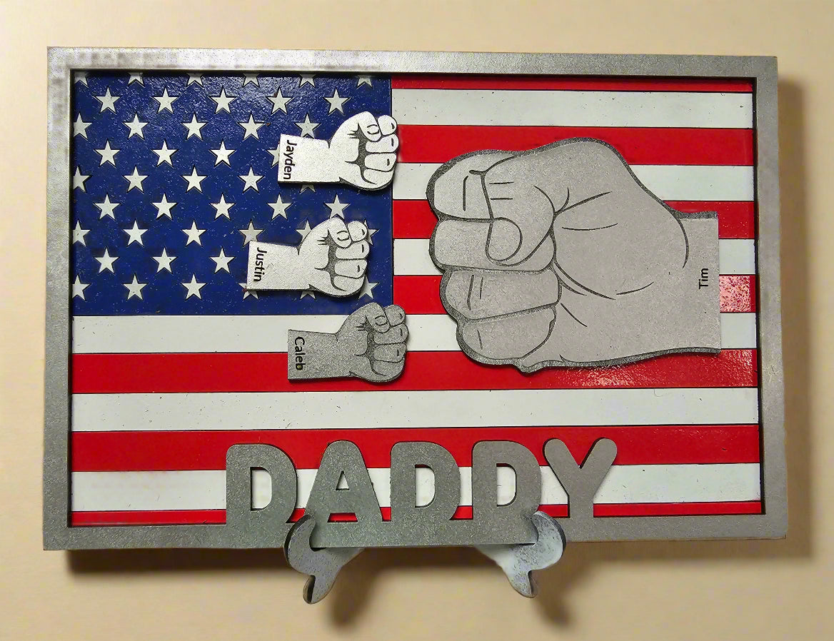 Personalized Wooden Fist Flag Sign