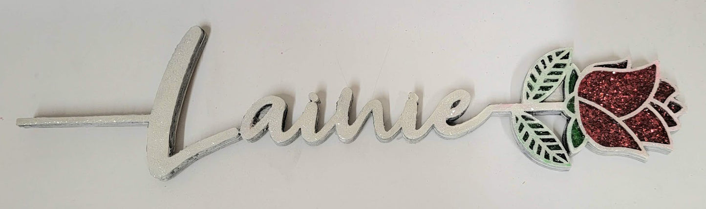 Personalized Wooden Rose Name Sign with Resin Fill