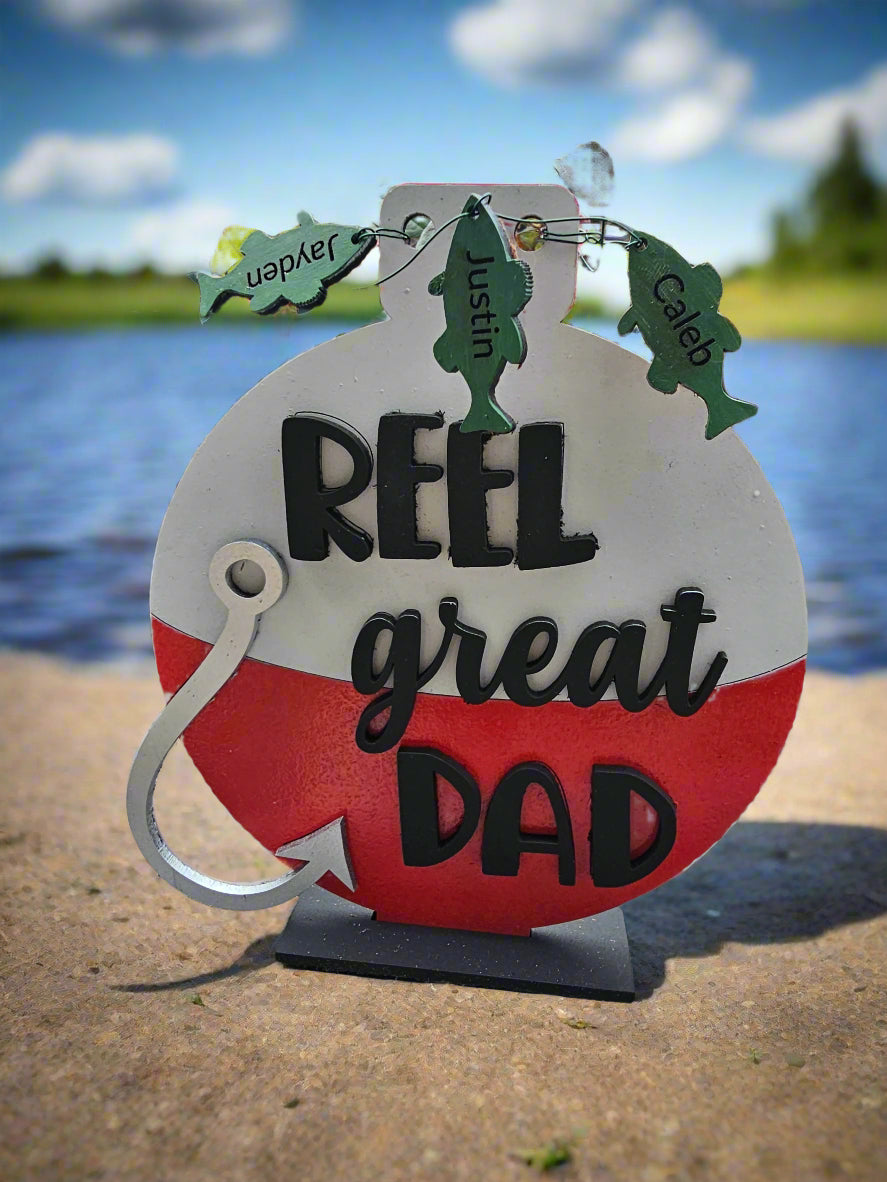 🎣 "Reel Great Dad" Personalized Fishing Bobber Sign 🎣