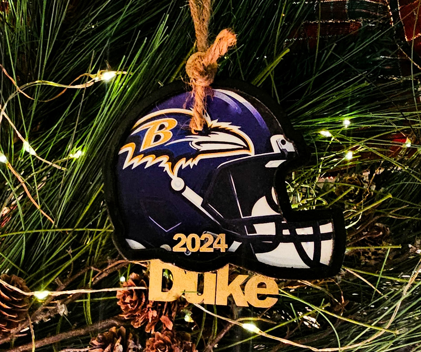 Personalized Ravens Ornament - 3D Wooden Keepsake