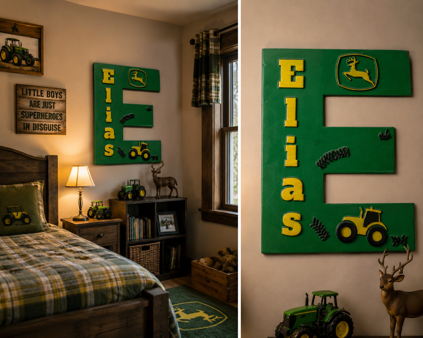 Personalized Farm Tractor Wooden Letter Sign